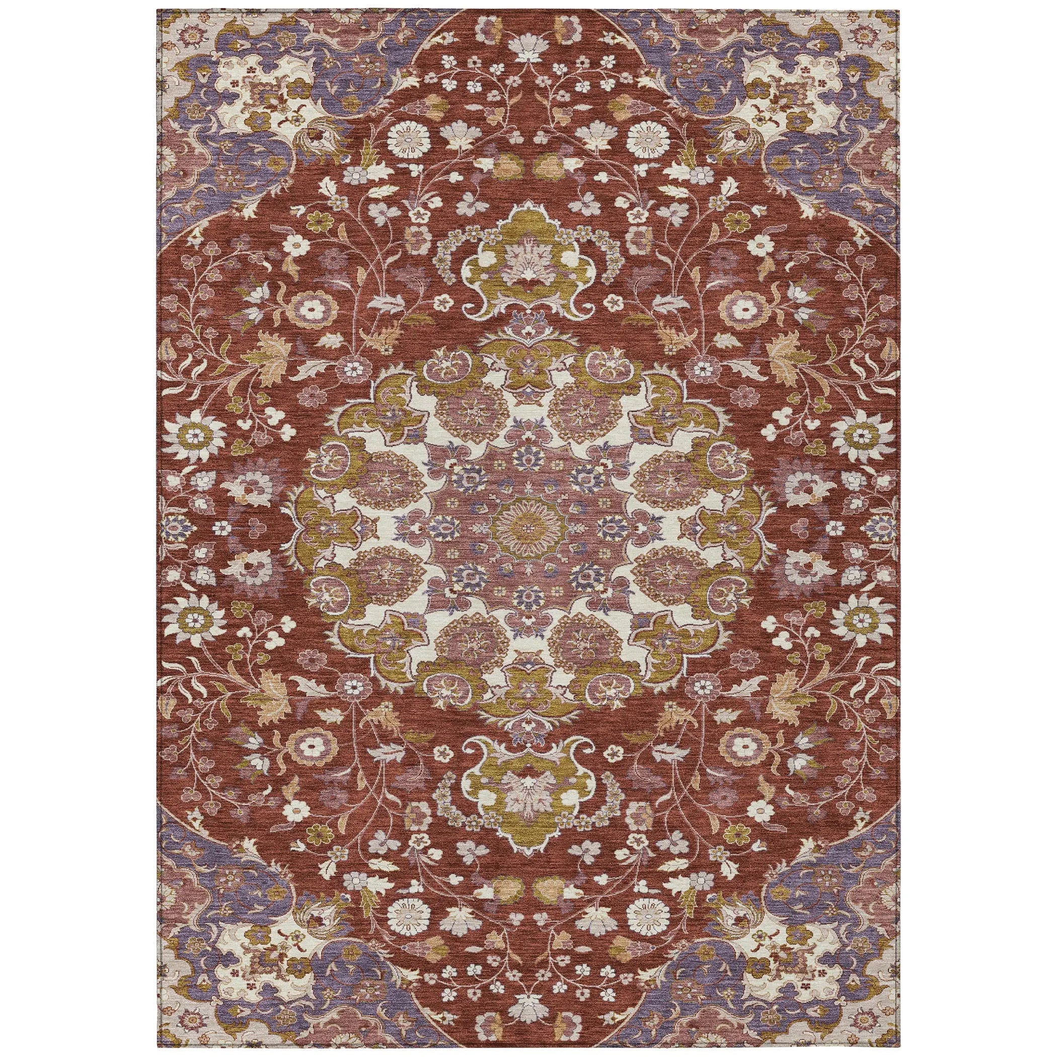 3' X 5' Burgundy And Red Damask Washable Indoor Outdoor Area Rug Homeroots Outdoor