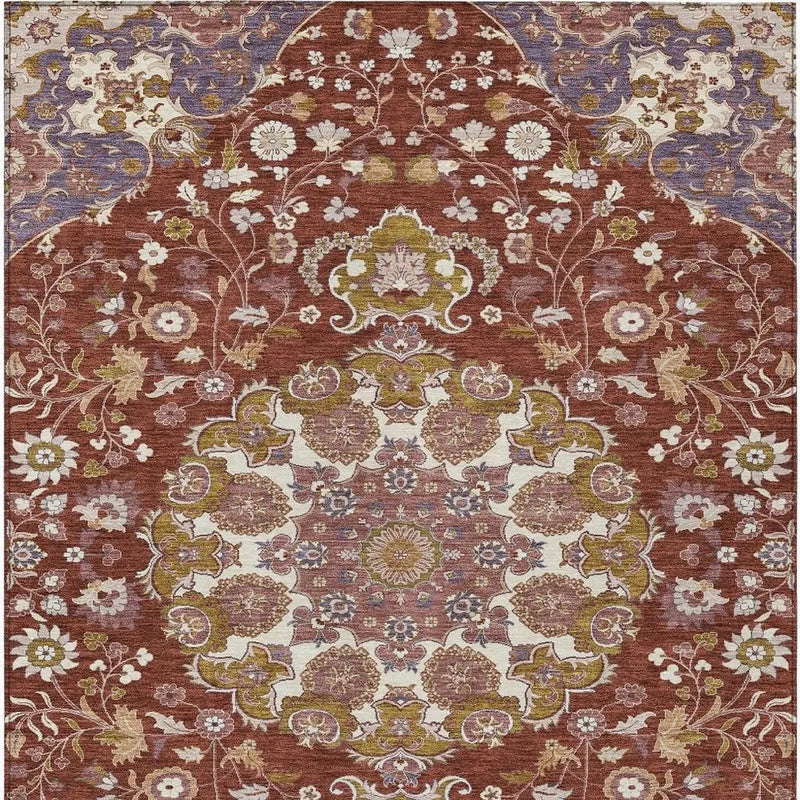3' X 5' Burgundy And Red Damask Washable Indoor Outdoor Area Rug Homeroots Outdoor