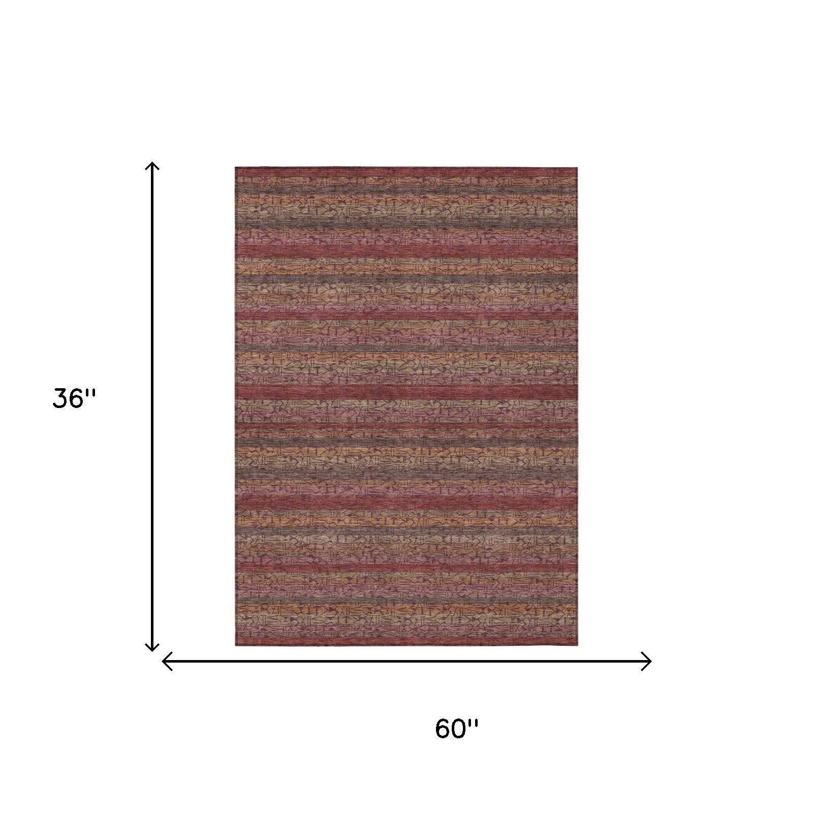 3' X 5' Burgundy And Red Striped Washable Indoor Outdoor Area Rug Homeroots Outdoor