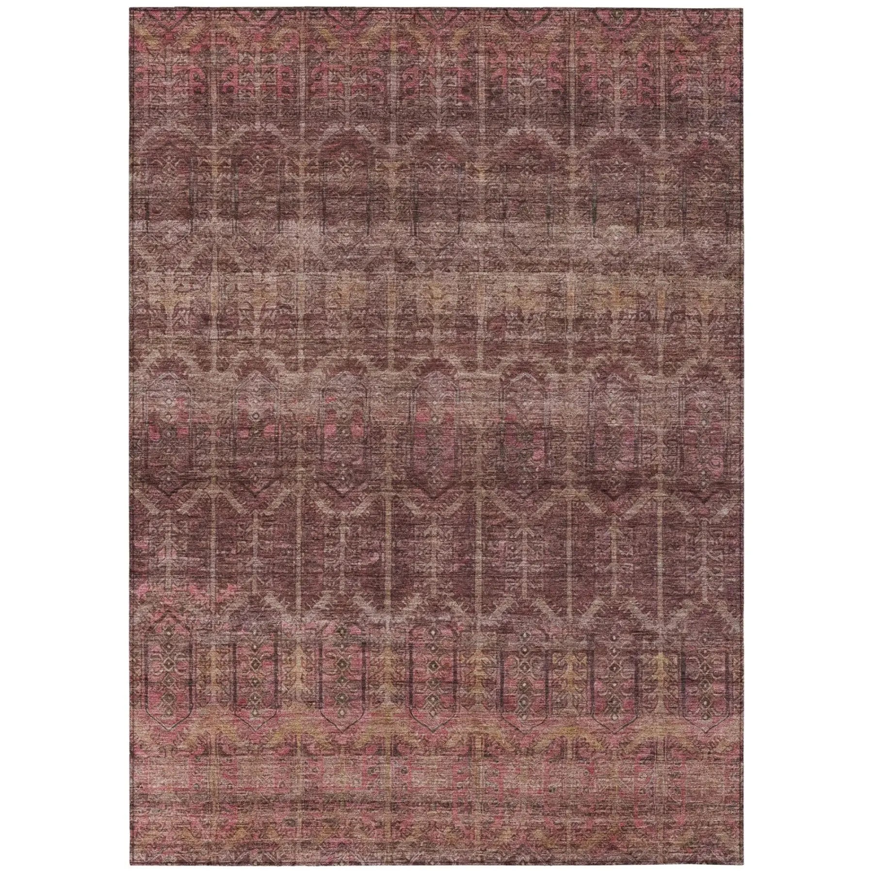 3' X 5' Burgundy And Red Tribal Washable Indoor Outdoor Area Rug Homeroots Outdoor