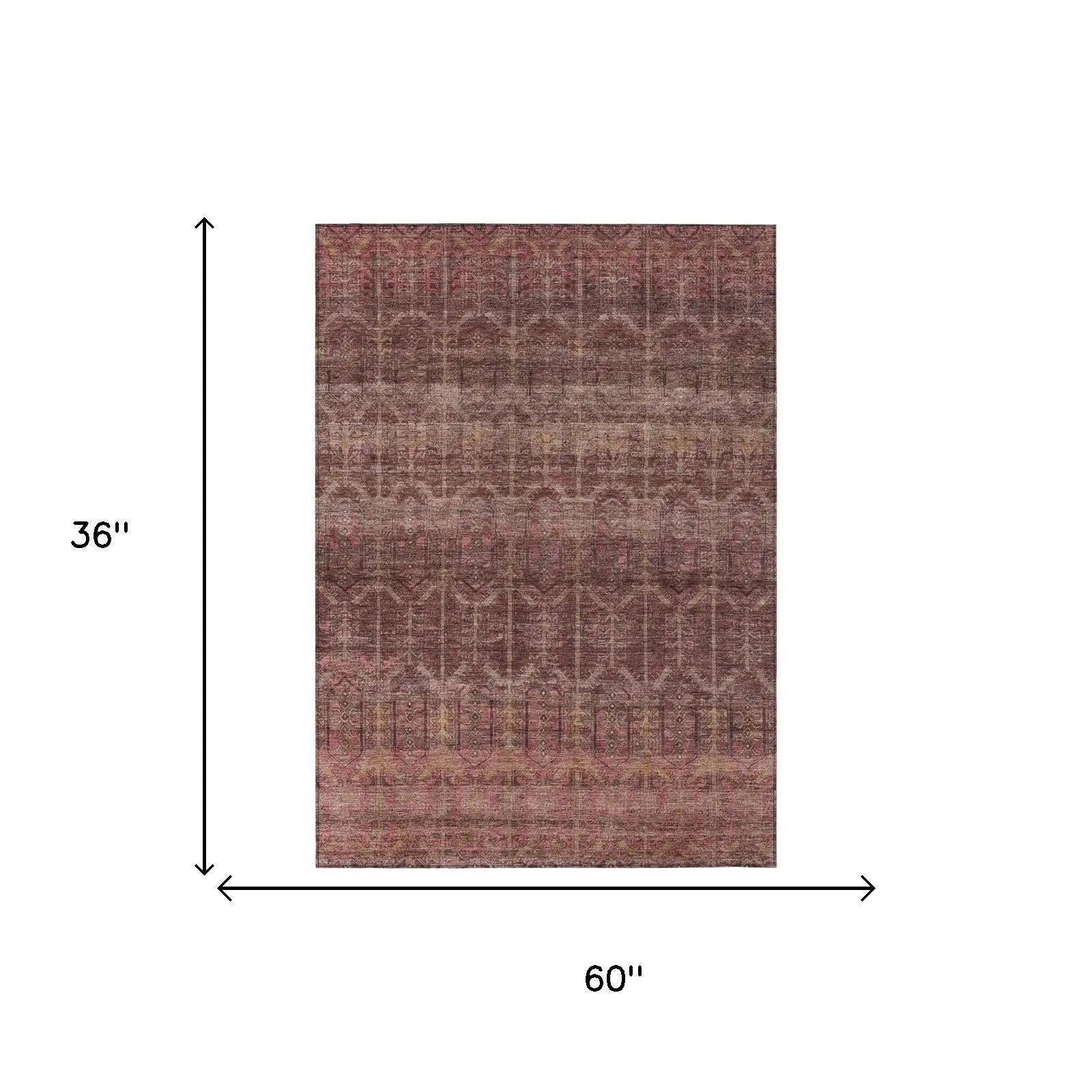 3' X 5' Burgundy And Red Tribal Washable Indoor Outdoor Area Rug Homeroots Outdoor
