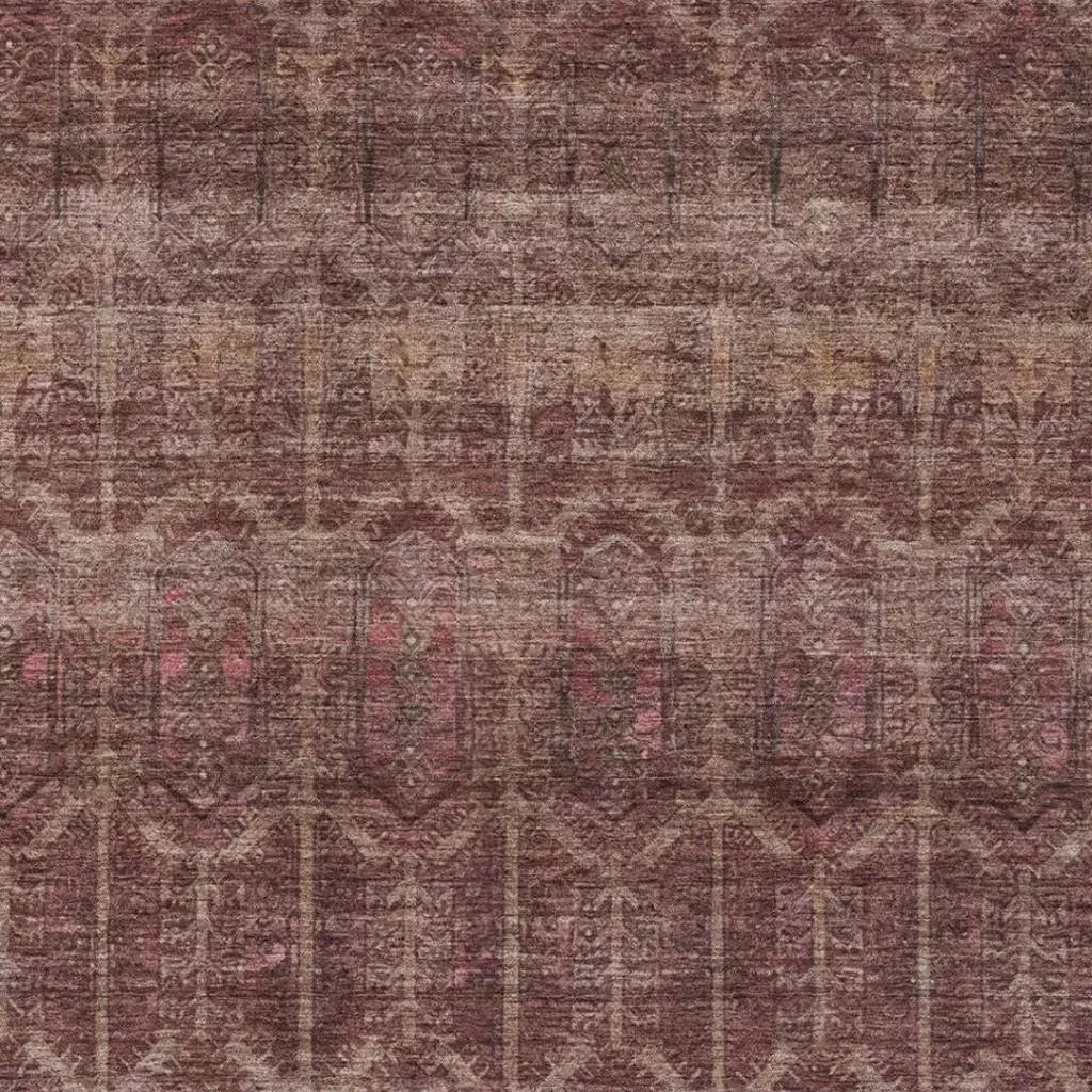 3' X 5' Burgundy And Red Tribal Washable Indoor Outdoor Area Rug Homeroots Outdoor