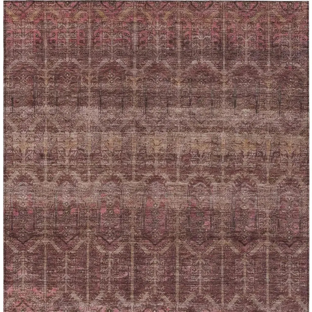3' X 5' Burgundy And Red Tribal Washable Indoor Outdoor Area Rug Homeroots Outdoor
