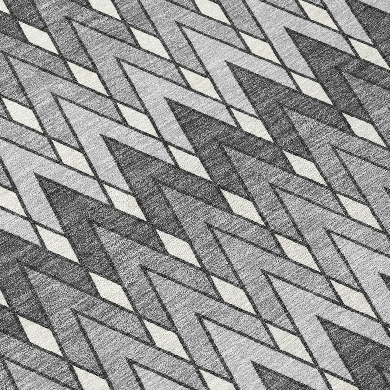 3' X 5' Charcoal And Black Geometric Washable Indoor Outdoor Area Rug Homeroots Outdoor