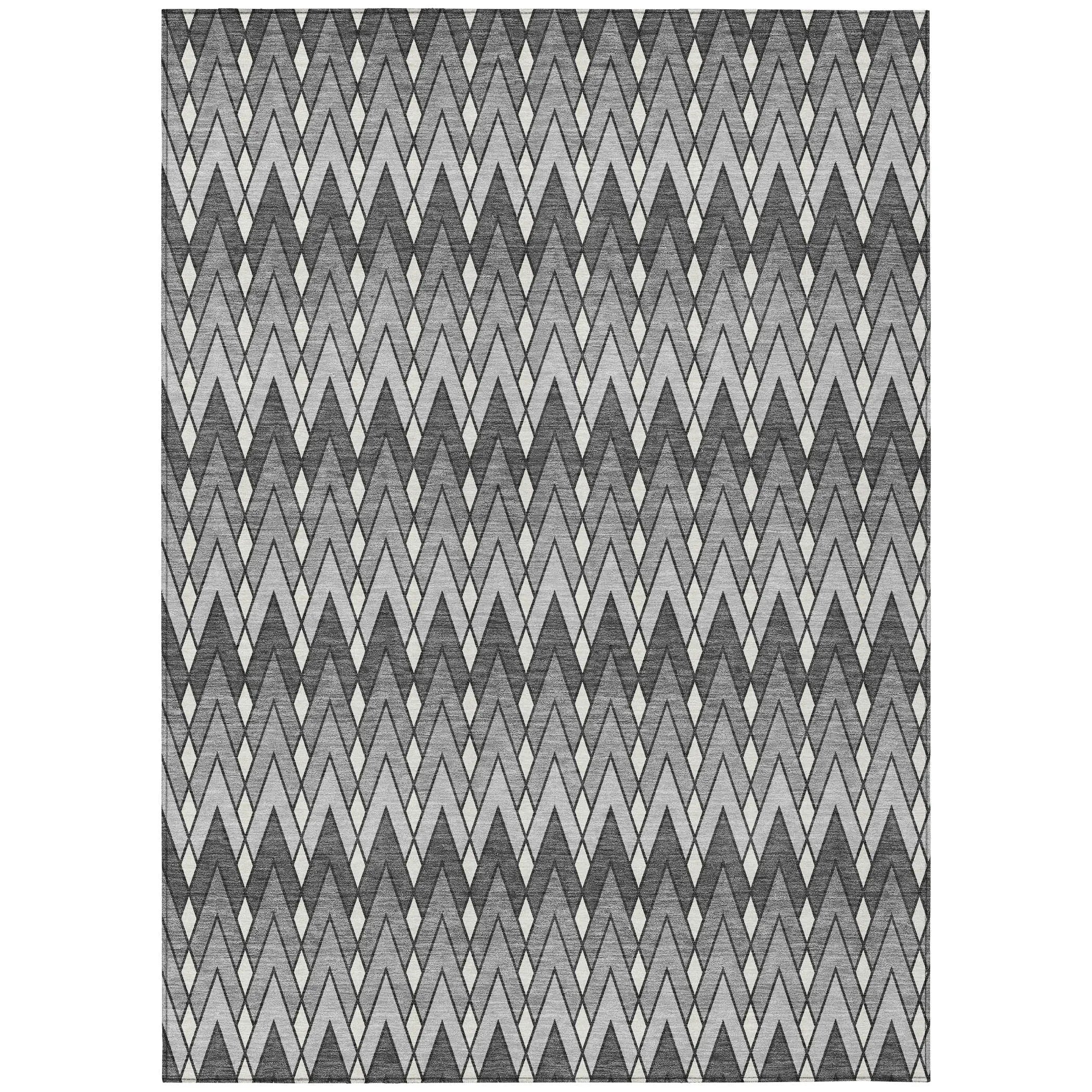 3' X 5' Charcoal And Black Geometric Washable Indoor Outdoor Area Rug Homeroots Outdoor