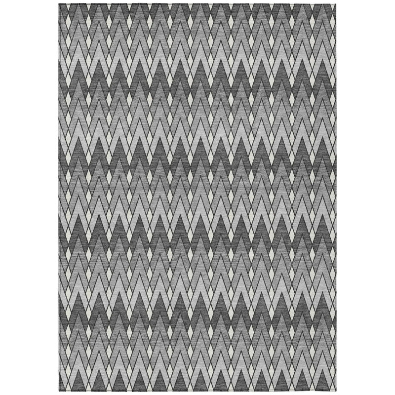 3' X 5' Charcoal And Black Geometric Washable Indoor Outdoor Area Rug Homeroots Outdoor