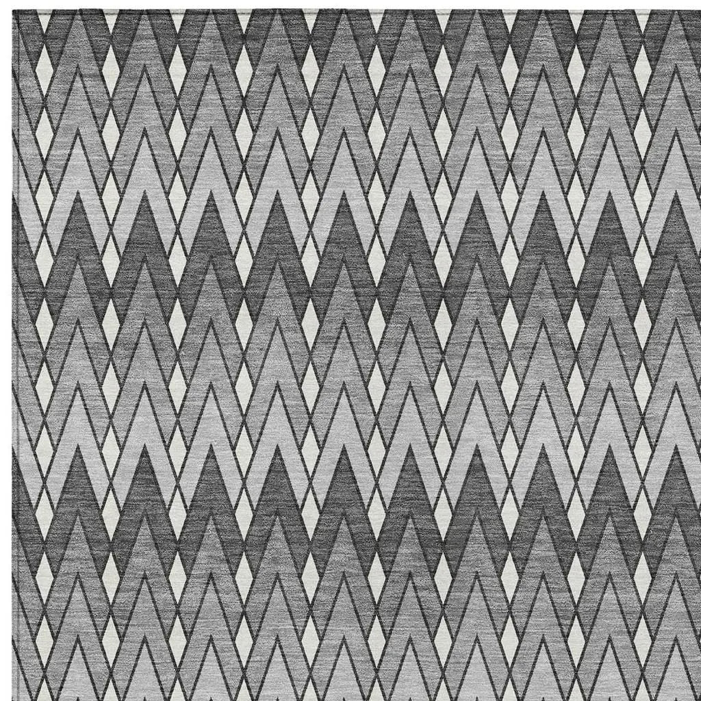 3' X 5' Charcoal And Black Geometric Washable Indoor Outdoor Area Rug Homeroots Outdoor