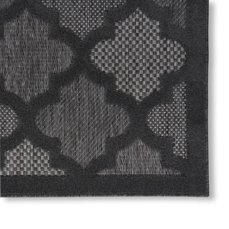 3' X 5' Charcoal And Black Trellis Indoor Outdoor Area Rug Homeroots Outdoor