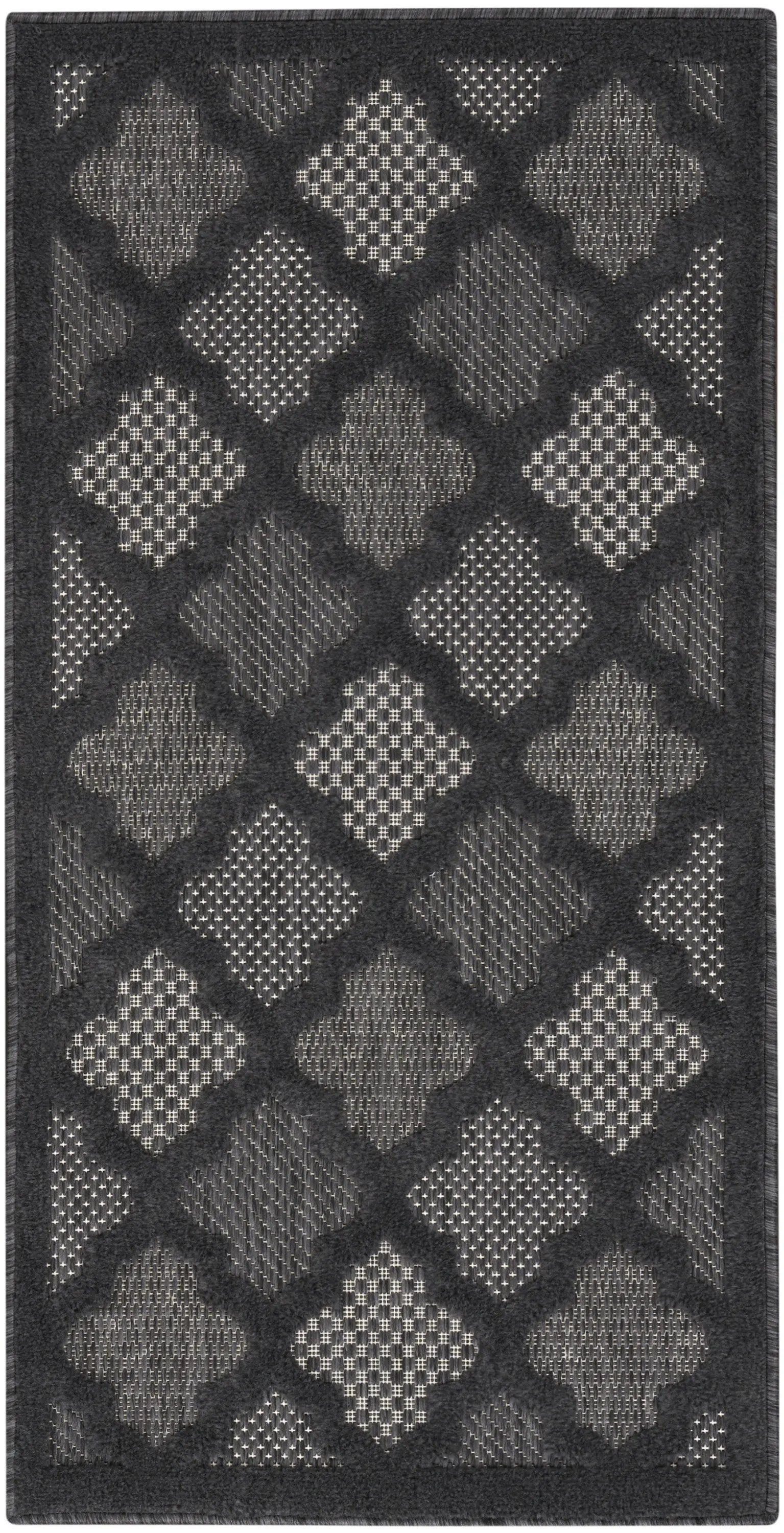 3' X 5' Charcoal And Black Trellis Indoor Outdoor Area Rug Homeroots Outdoor