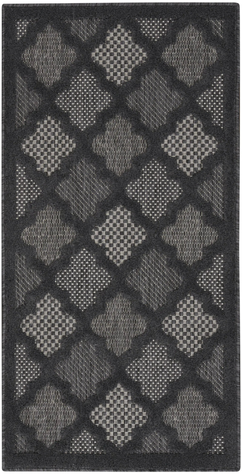 3' X 5' Charcoal And Black Trellis Indoor Outdoor Area Rug Homeroots Outdoor