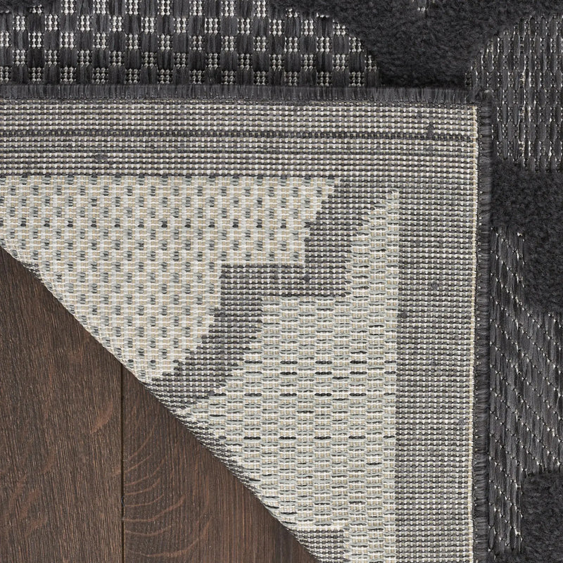 3' X 5' Charcoal And Black Trellis Indoor Outdoor Area Rug Homeroots Outdoor