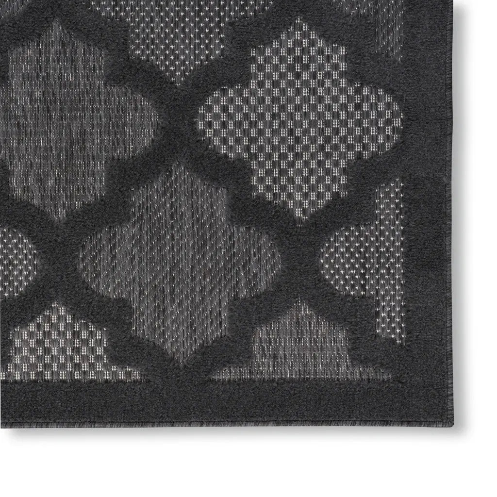 3' X 5' Charcoal And Black Trellis Indoor Outdoor Area Rug Homeroots Outdoor