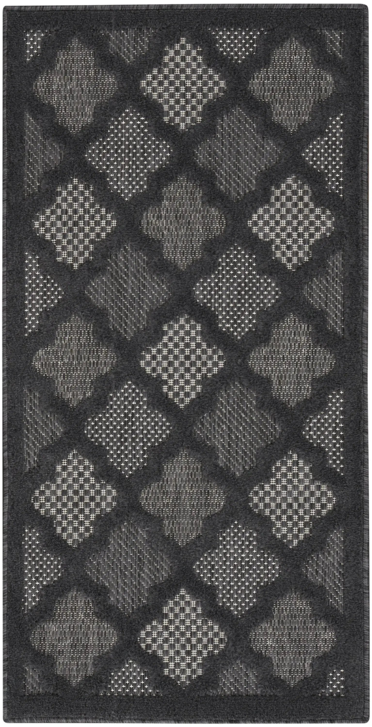 3' X 5' Charcoal And Black Trellis Indoor Outdoor Area Rug Homeroots Outdoor