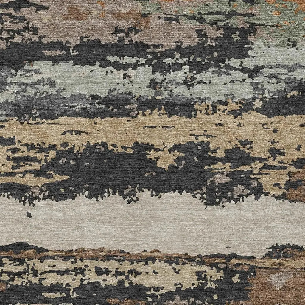 3' X 5' Charcoal And Brown Abstract Washable Indoor Outdoor Area Rug Homeroots Outdoor