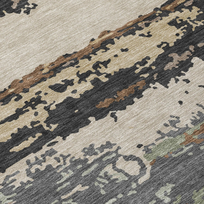 3' X 5' Charcoal And Brown Abstract Washable Indoor Outdoor Area Rug Homeroots Outdoor