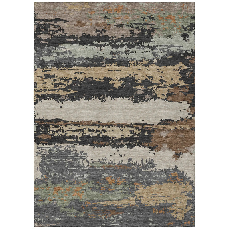 3' X 5' Charcoal And Brown Abstract Washable Indoor Outdoor Area Rug Homeroots Outdoor