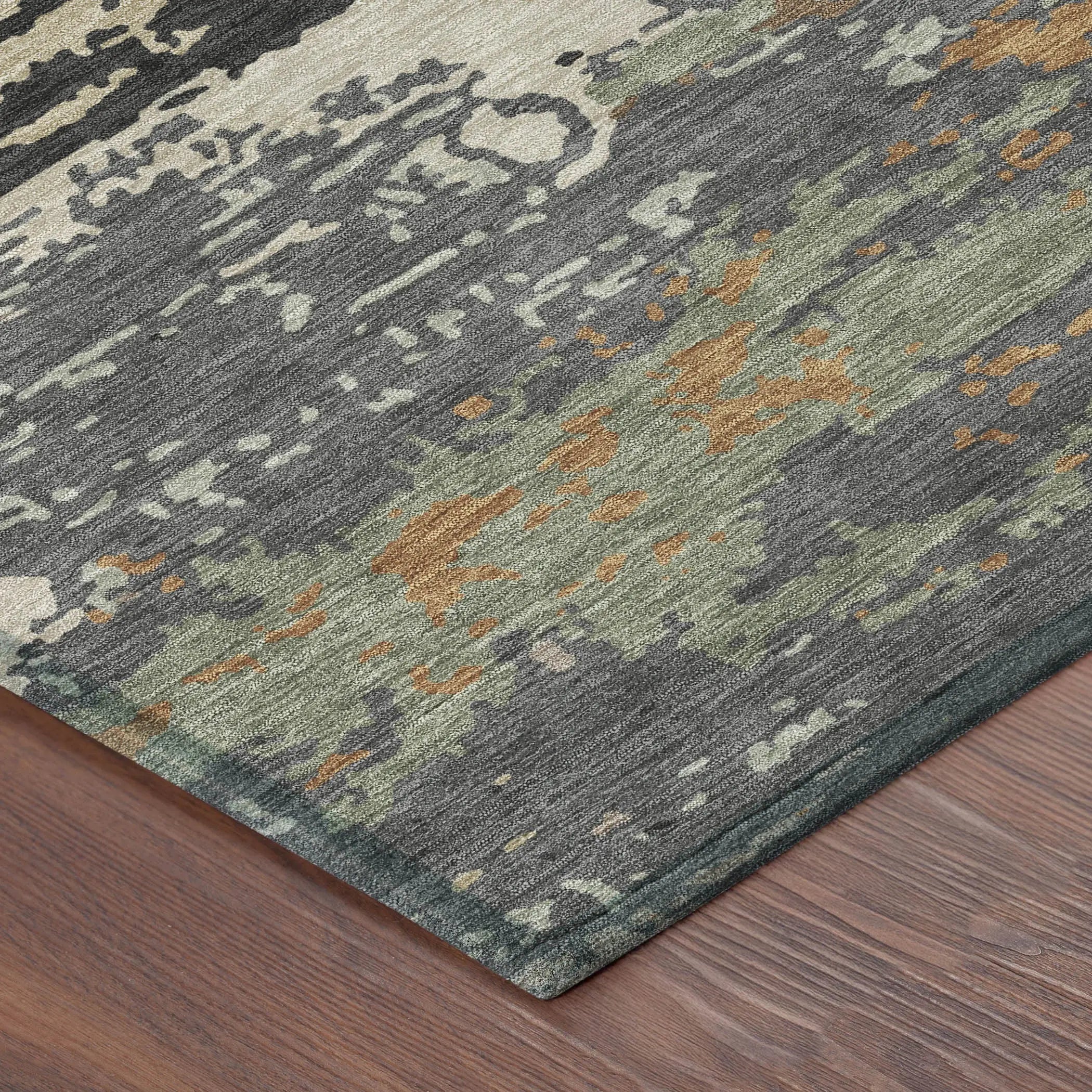 3' X 5' Charcoal And Brown Abstract Washable Indoor Outdoor Area Rug Homeroots Outdoor