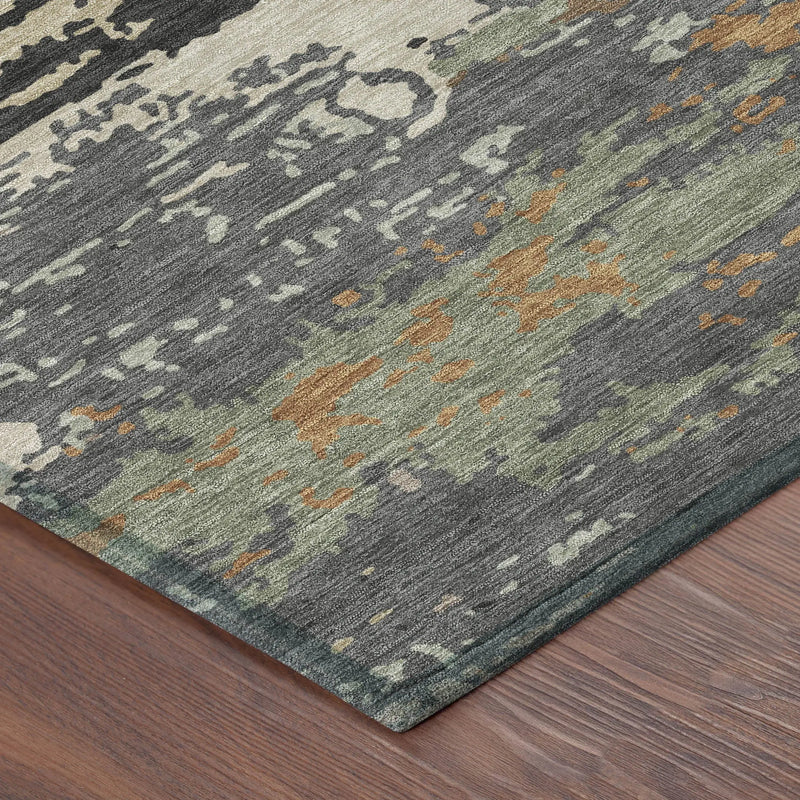 3' X 5' Charcoal And Brown Abstract Washable Indoor Outdoor Area Rug Homeroots Outdoor