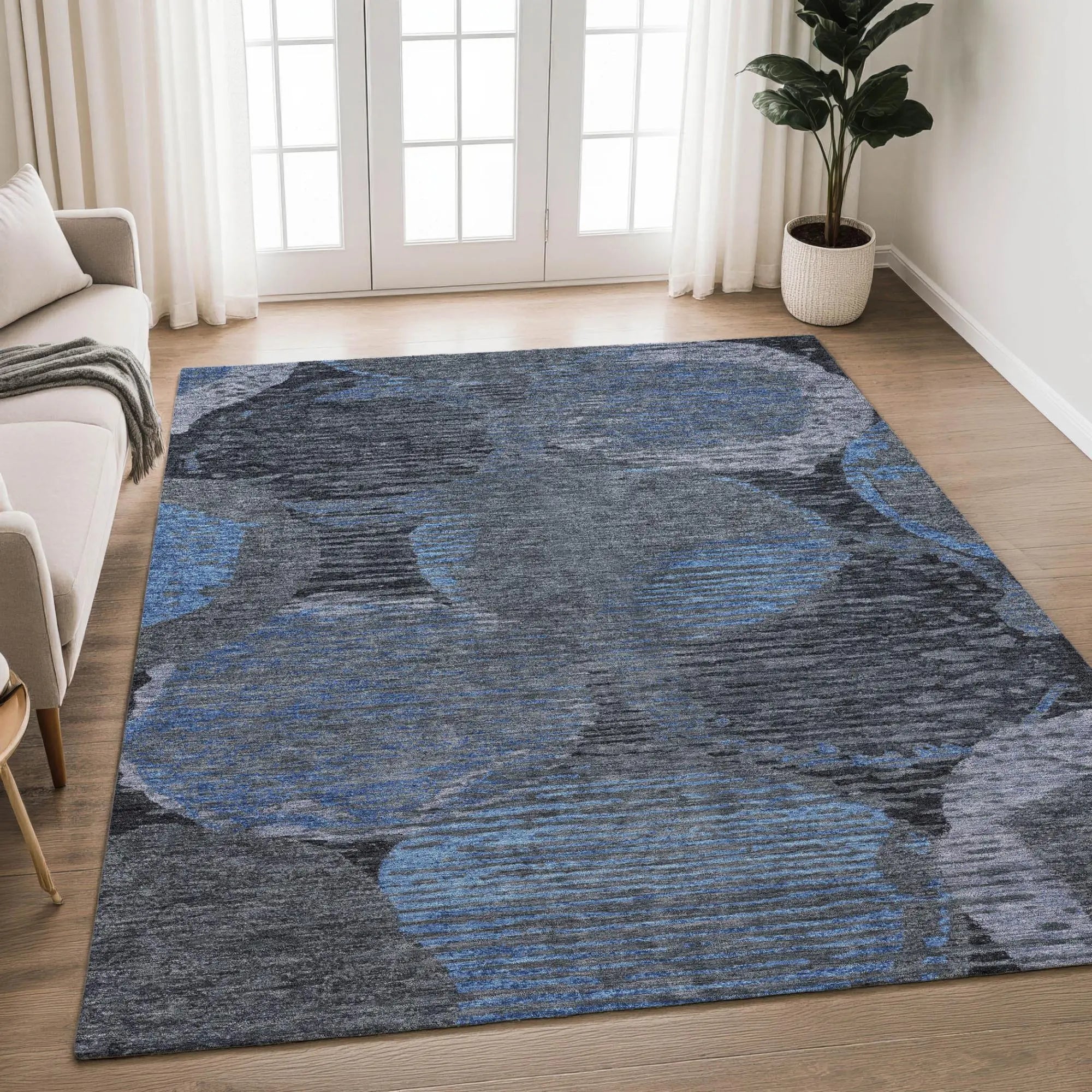 3' X 5' Charcoal And Gray Geometric Washable Indoor Outdoor Area Rug Homeroots Outdoor