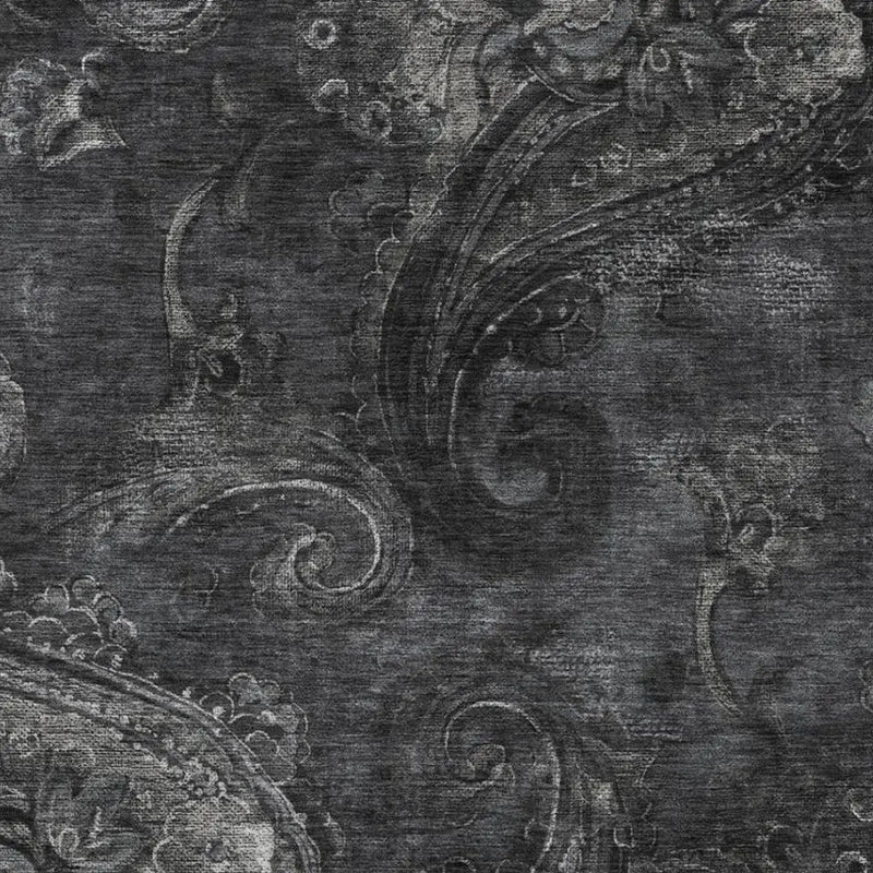 3' X 5' Charcoal And Gray Paisley Washable Indoor Outdoor Area Rug Homeroots Outdoor