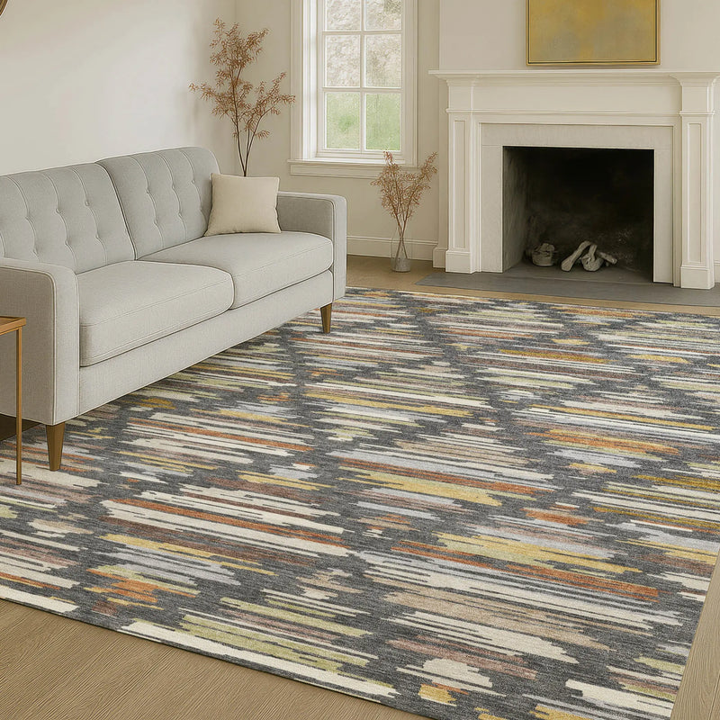 3' X 5' Charcoal And Gray Southwestern Washable Indoor Outdoor Area Rug Homeroots Outdoor