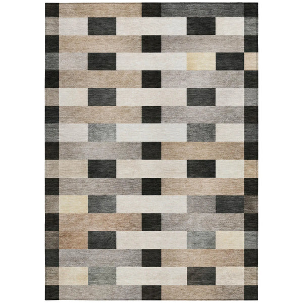 3' X 5' Charcoal And Gray Striped Washable Indoor Outdoor Area Rug Homeroots Outdoor