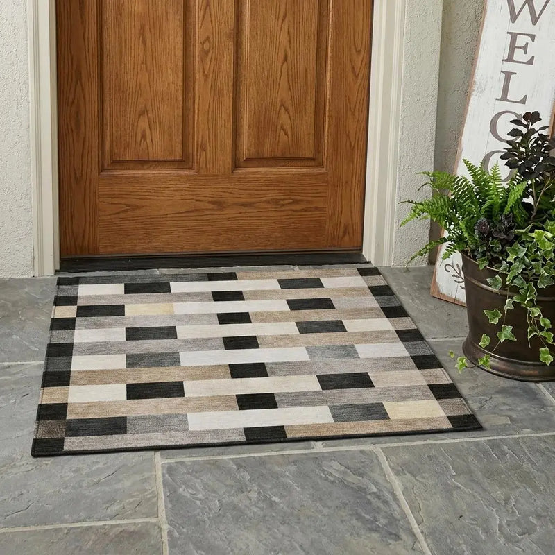 3' X 5' Charcoal And Gray Striped Washable Indoor Outdoor Area Rug Homeroots Outdoor