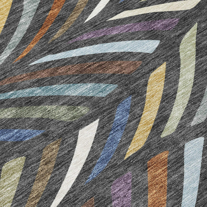 3' X 5' Charcoal And Green Abstract Washable Indoor Outdoor Area Rug Homeroots Outdoor