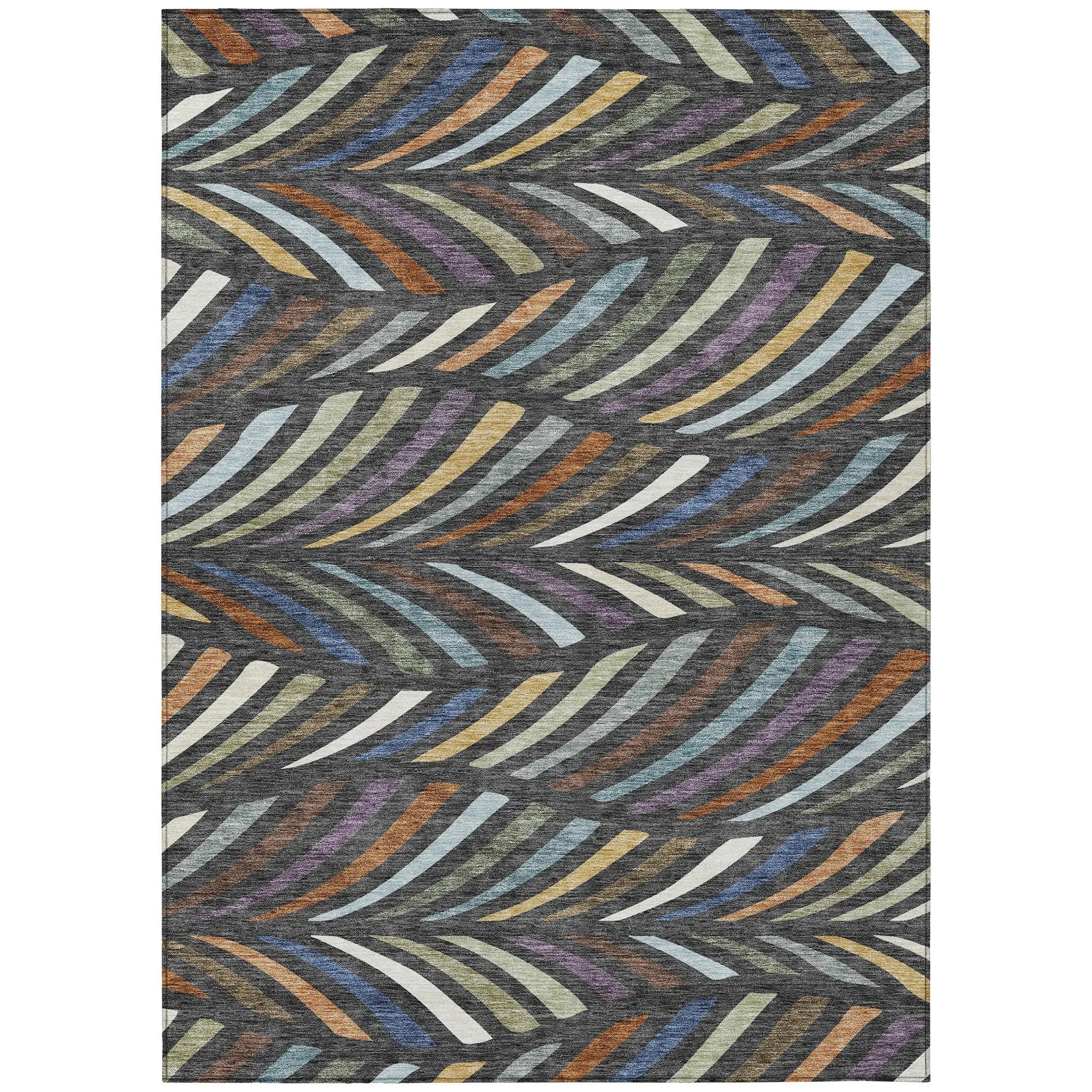 3' X 5' Charcoal And Green Abstract Washable Indoor Outdoor Area Rug Homeroots Outdoor