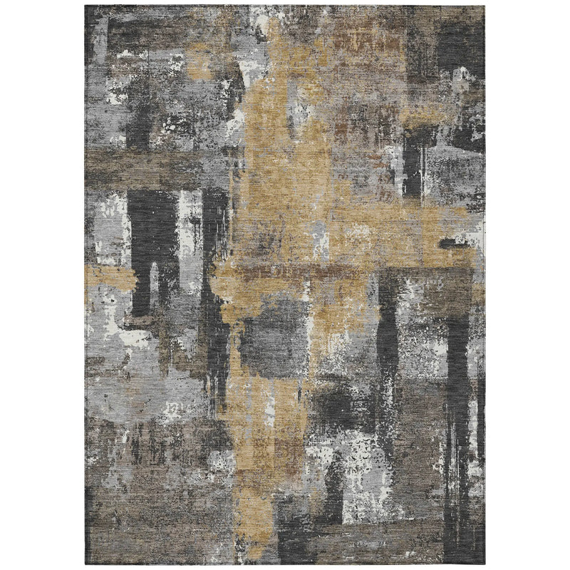 3' X 5' Charcoal And Ivory Abstract Washable Indoor Outdoor Area Rug Homeroots Outdoor