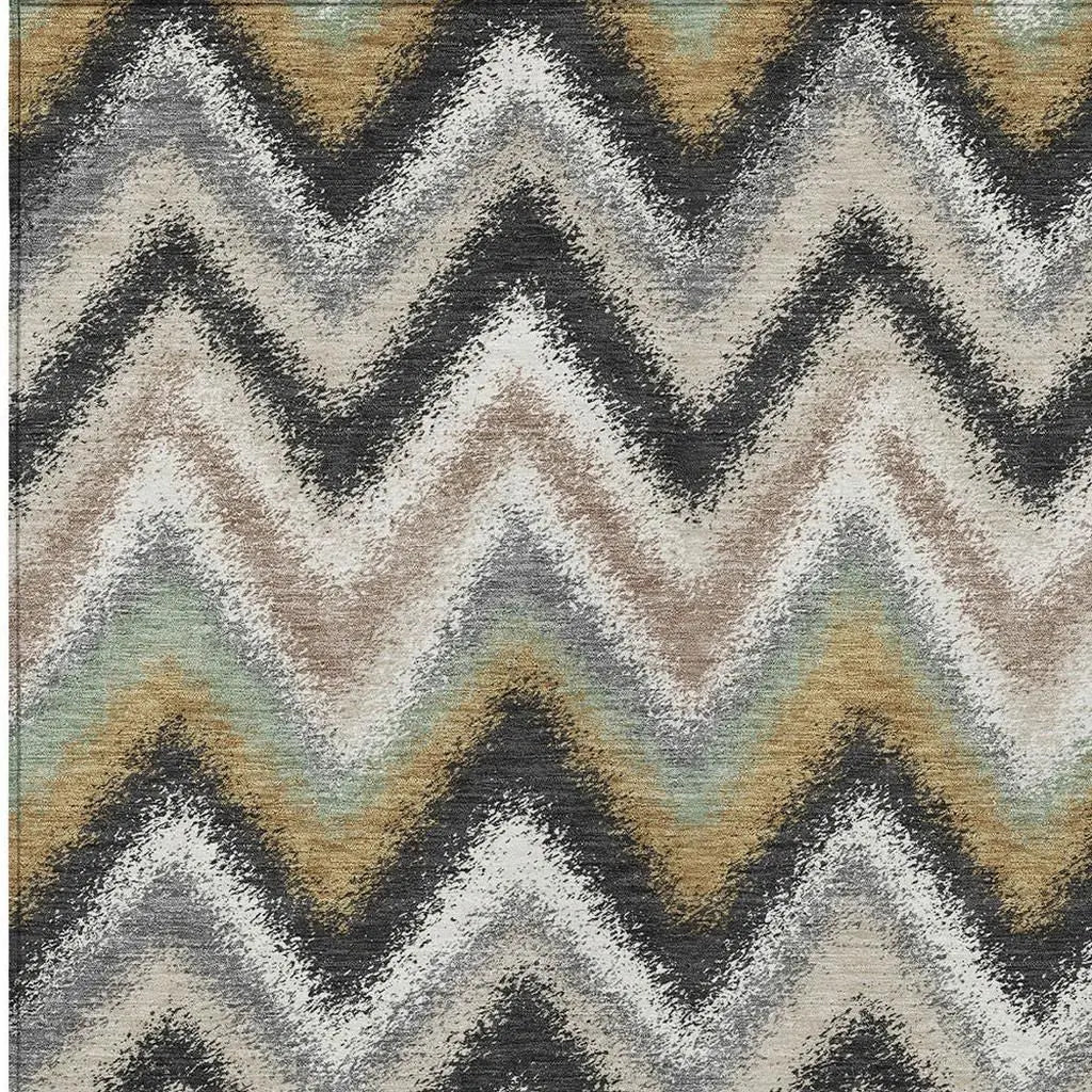 3' X 5' Charcoal And Ivory Geometric Washable Indoor Outdoor Area Rug Homeroots Outdoor