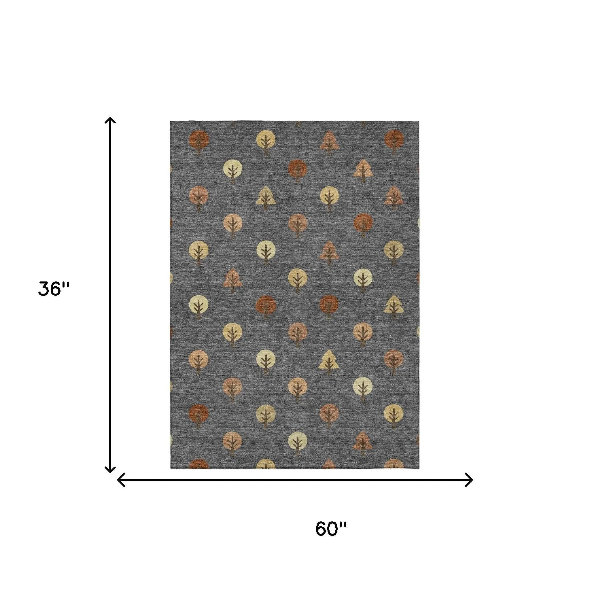 3' X 5' Charcoal And Orange Geometric Washable Indoor Outdoor Area Rug Homeroots Outdoor