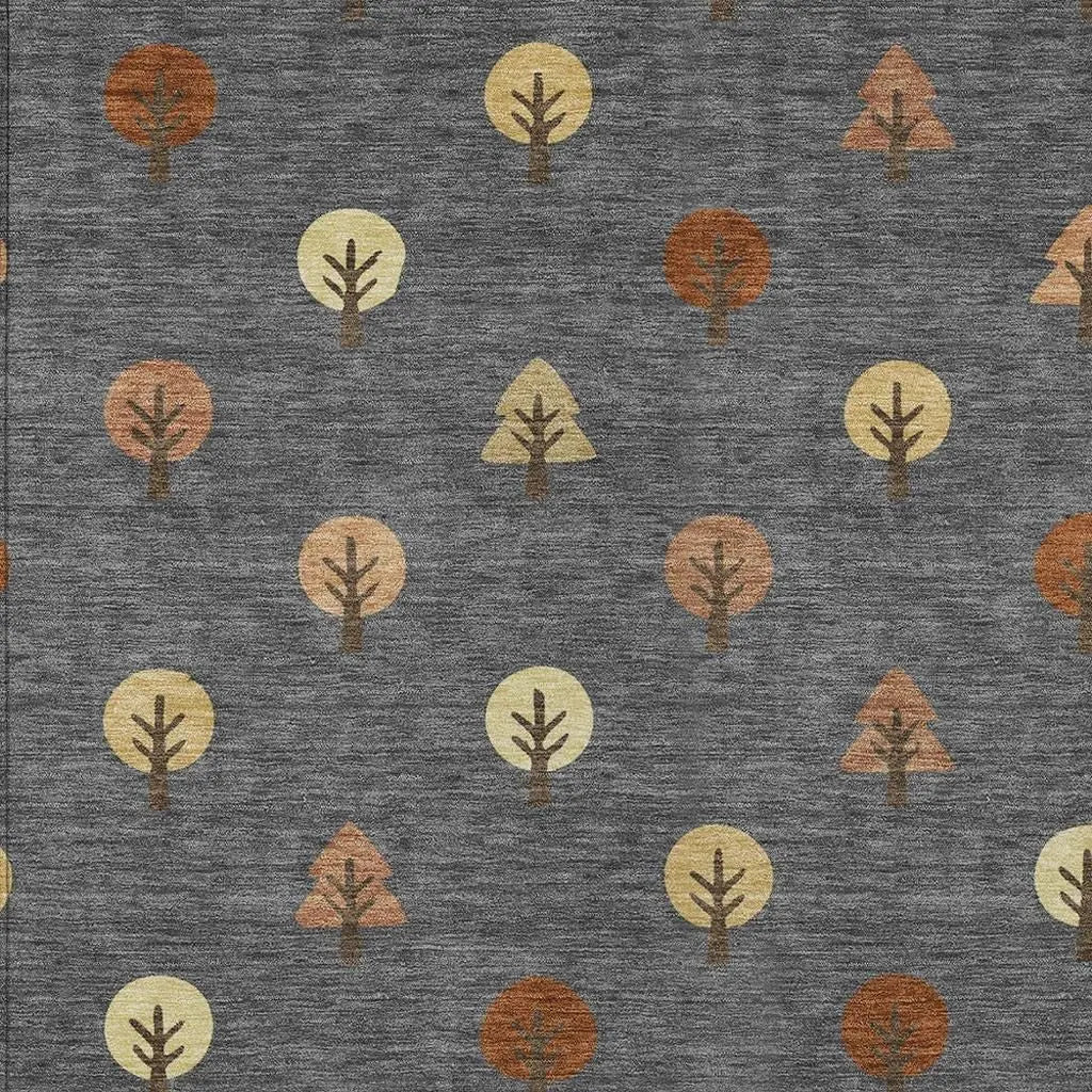 3' X 5' Charcoal And Orange Geometric Washable Indoor Outdoor Area Rug Homeroots Outdoor