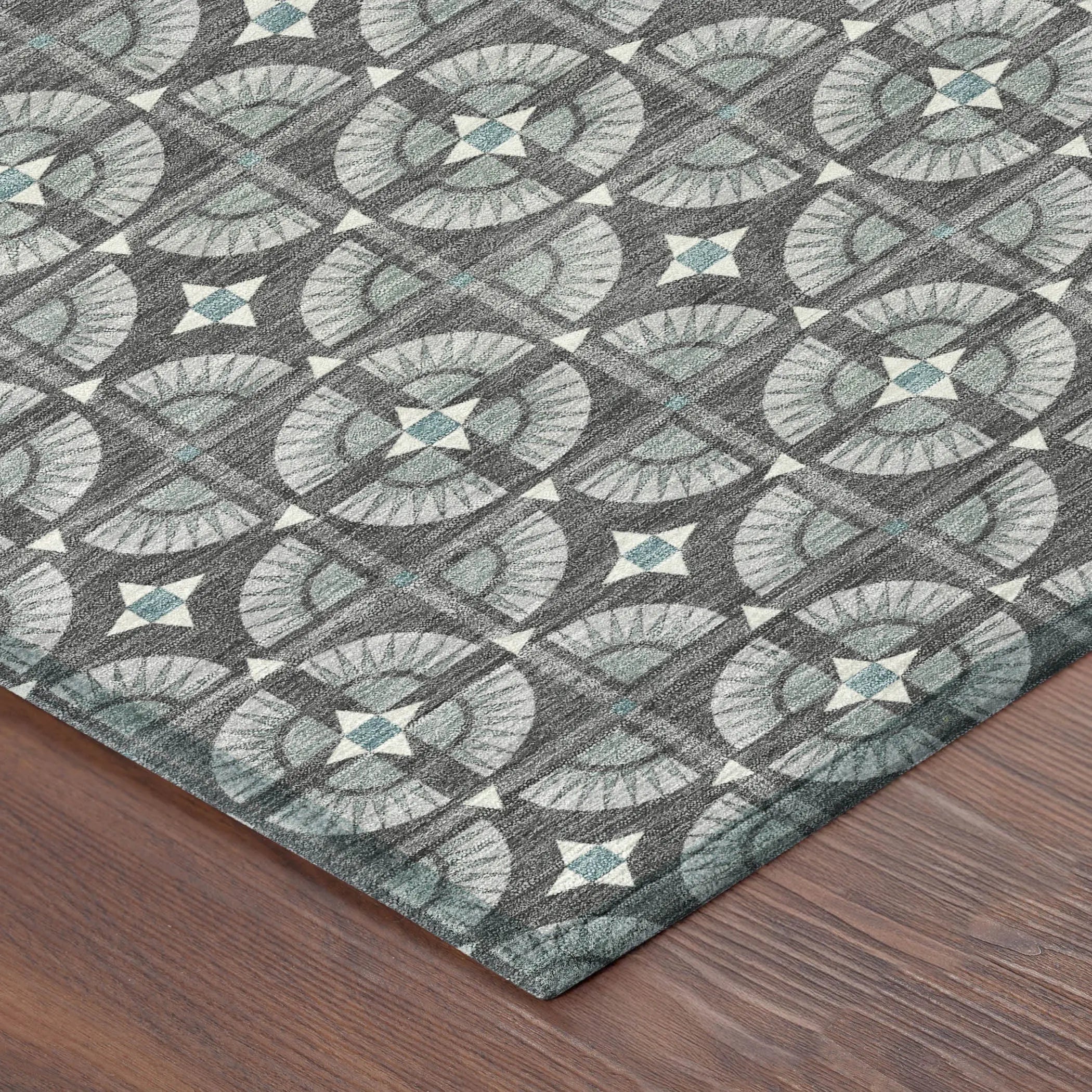 3' X 5' Charcoal And Silver Geometric Washable Indoor Outdoor Area Rug Homeroots Outdoor