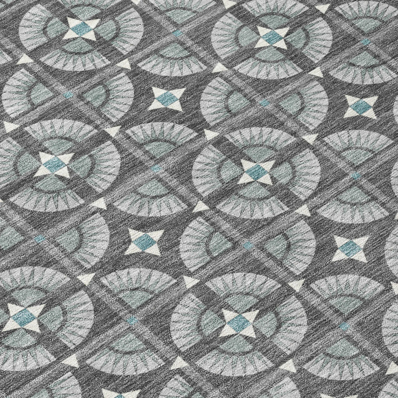 3' X 5' Charcoal And Silver Geometric Washable Indoor Outdoor Area Rug Homeroots Outdoor