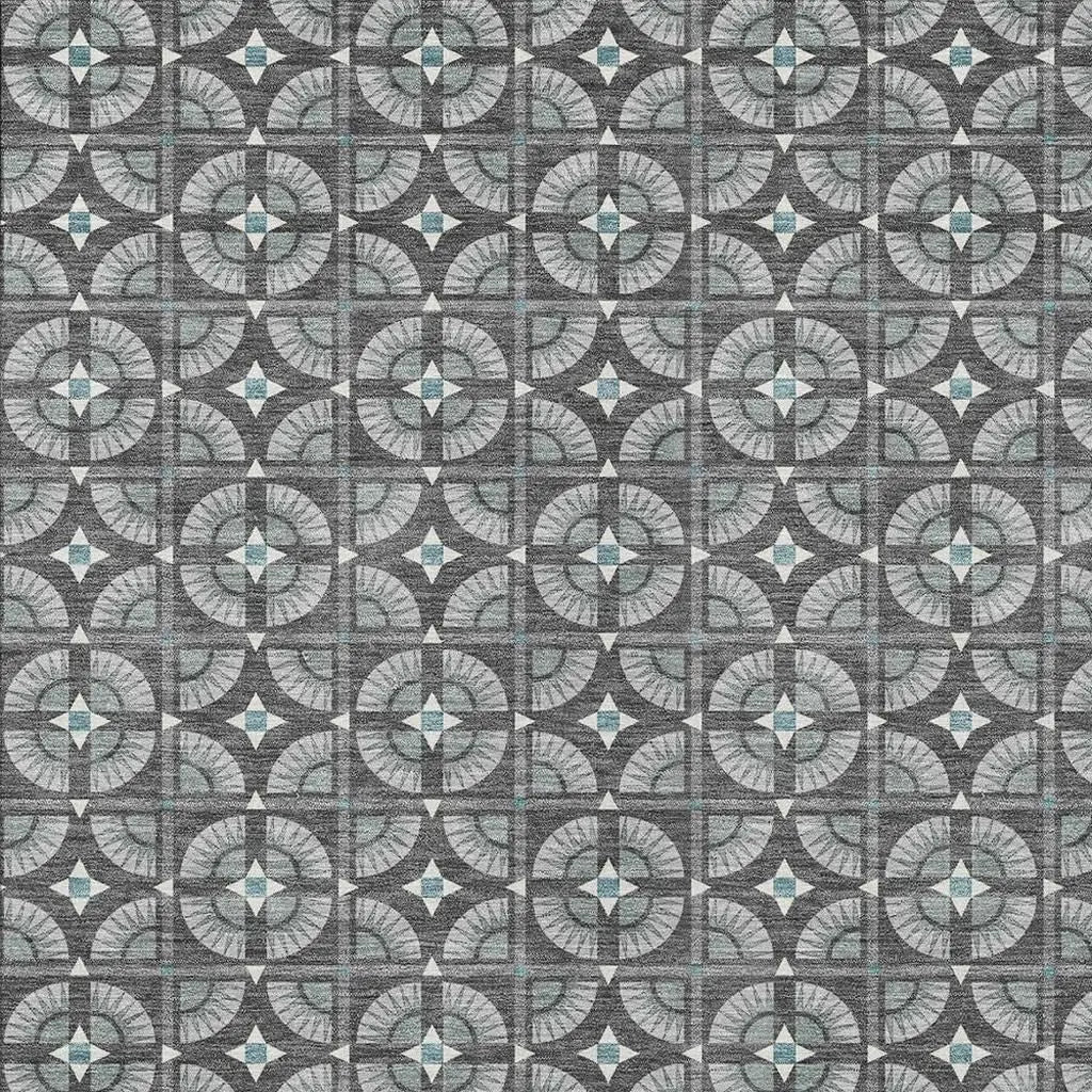 3' X 5' Charcoal And Silver Geometric Washable Indoor Outdoor Area Rug Homeroots Outdoor