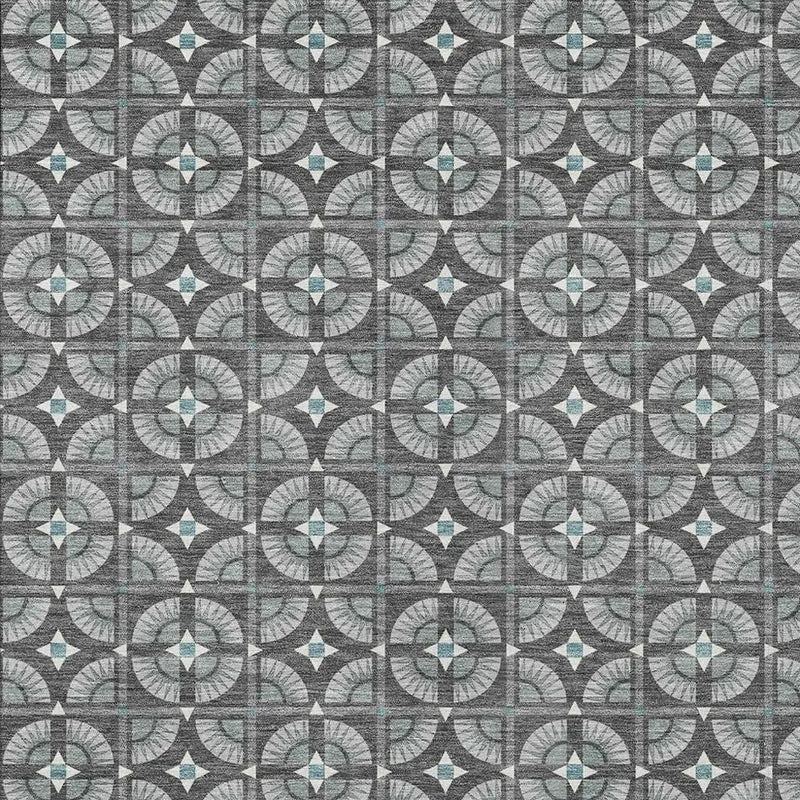 3' X 5' Charcoal And Silver Geometric Washable Indoor Outdoor Area Rug Homeroots Outdoor