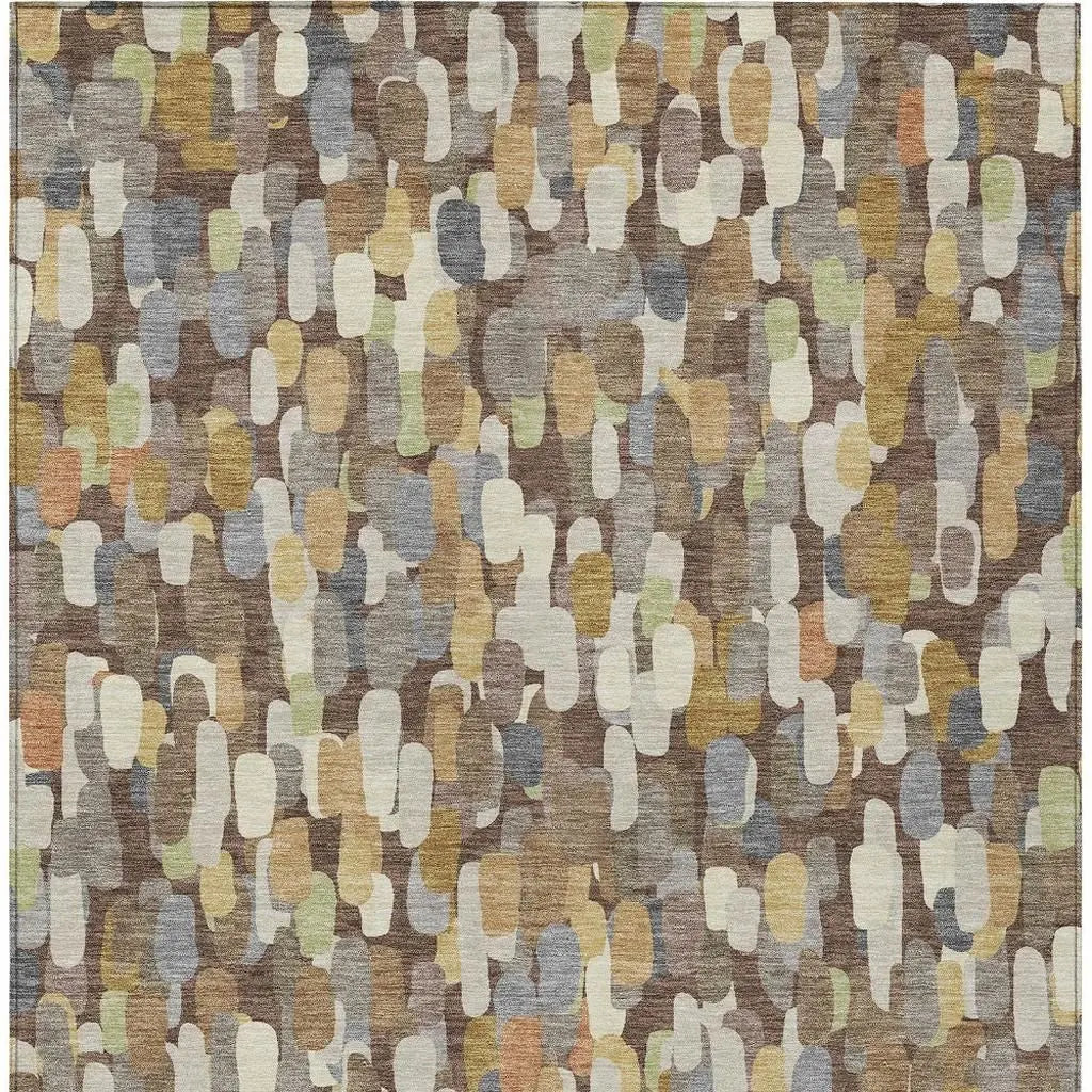 3' X 5' Chocolate And Beige Abstract Washable Indoor Outdoor Area Rug Homeroots Outdoor