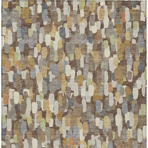 3' X 5' Chocolate And Beige Abstract Washable Indoor Outdoor Area Rug Homeroots Outdoor