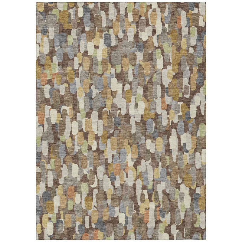 3' X 5' Chocolate And Beige Abstract Washable Indoor Outdoor Area Rug Homeroots Outdoor