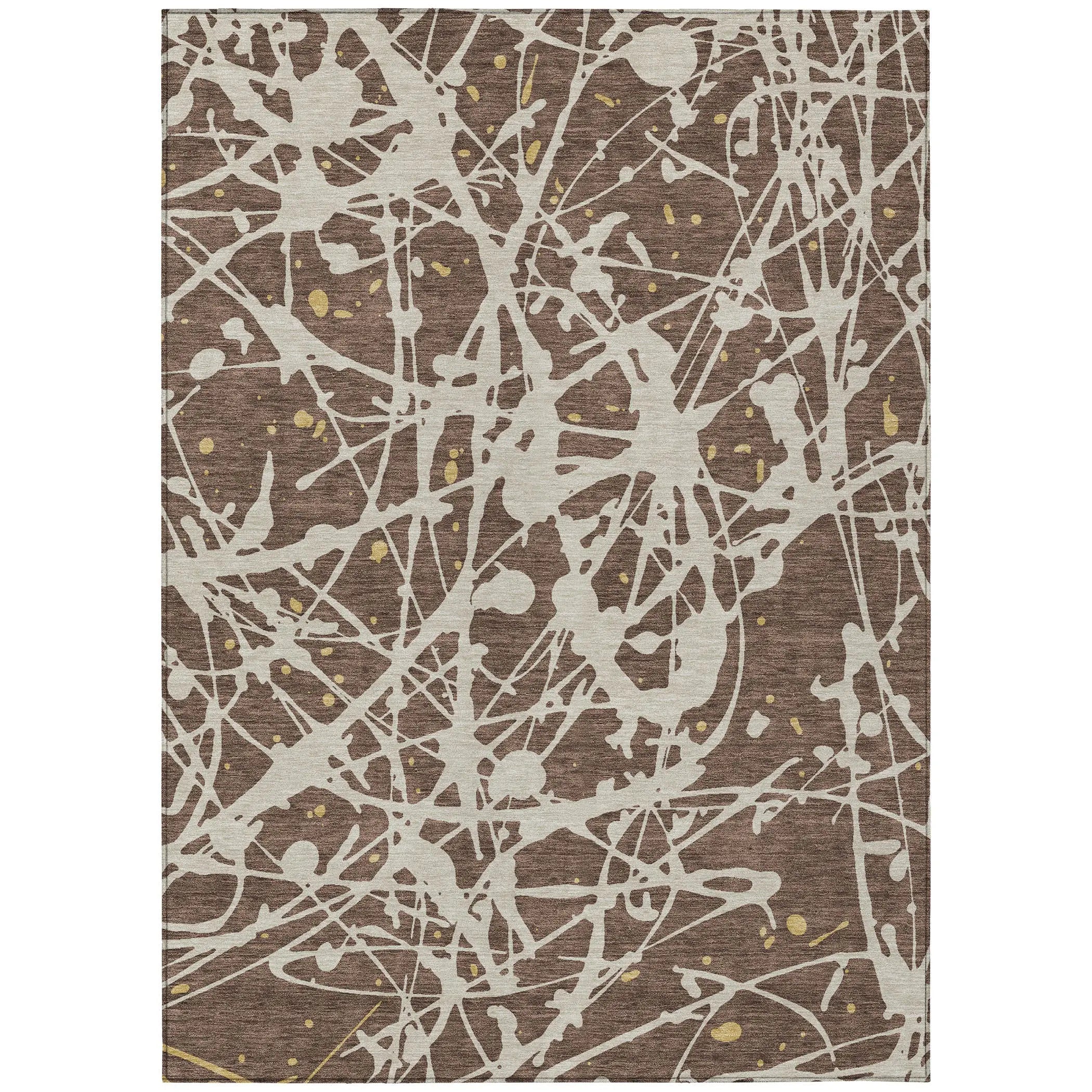 3' X 5' Chocolate And Beige Abstract Washable Indoor Outdoor Area Rug Homeroots Outdoor
