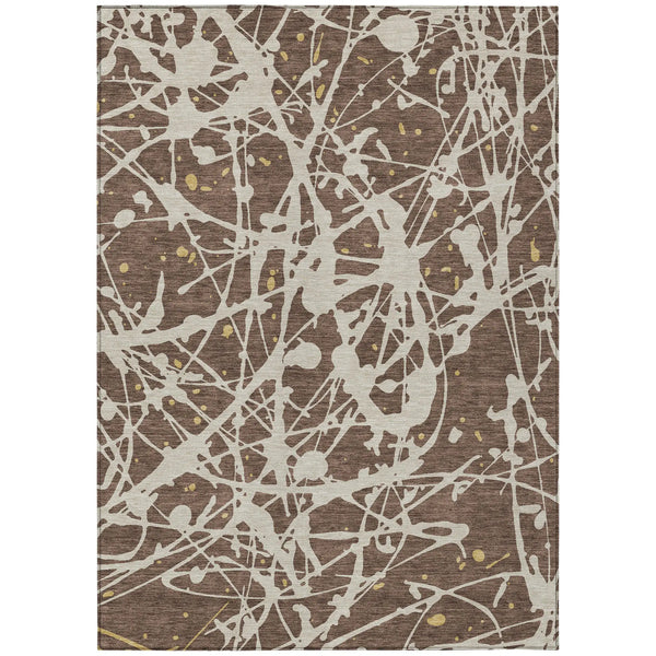 3' X 5' Chocolate And Beige Abstract Washable Indoor Outdoor Area Rug Homeroots Outdoor
