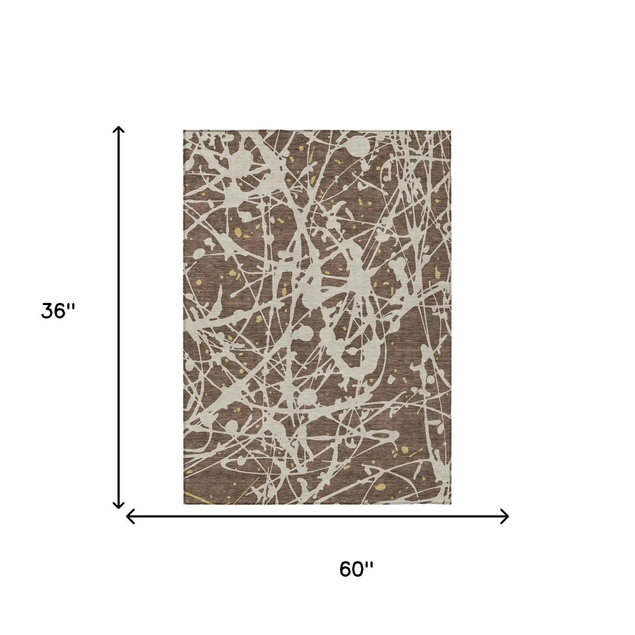 3' X 5' Chocolate And Beige Abstract Washable Indoor Outdoor Area Rug Homeroots Outdoor