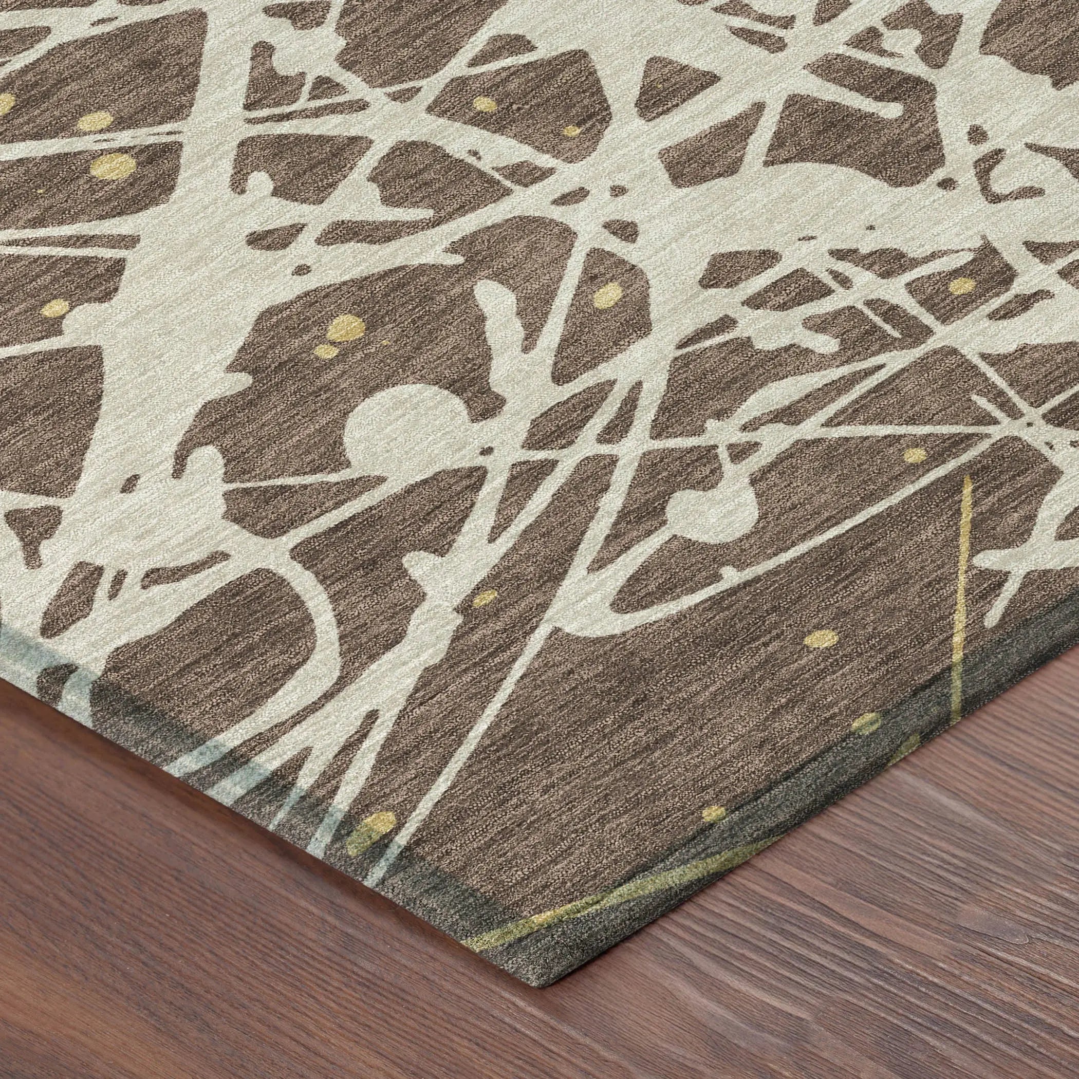 3' X 5' Chocolate And Beige Abstract Washable Indoor Outdoor Area Rug Homeroots Outdoor