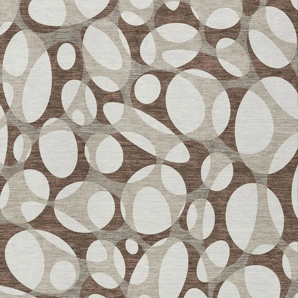 3' X 5' Chocolate And Beige Abstract Washable Indoor Outdoor Area Rug Homeroots Outdoor