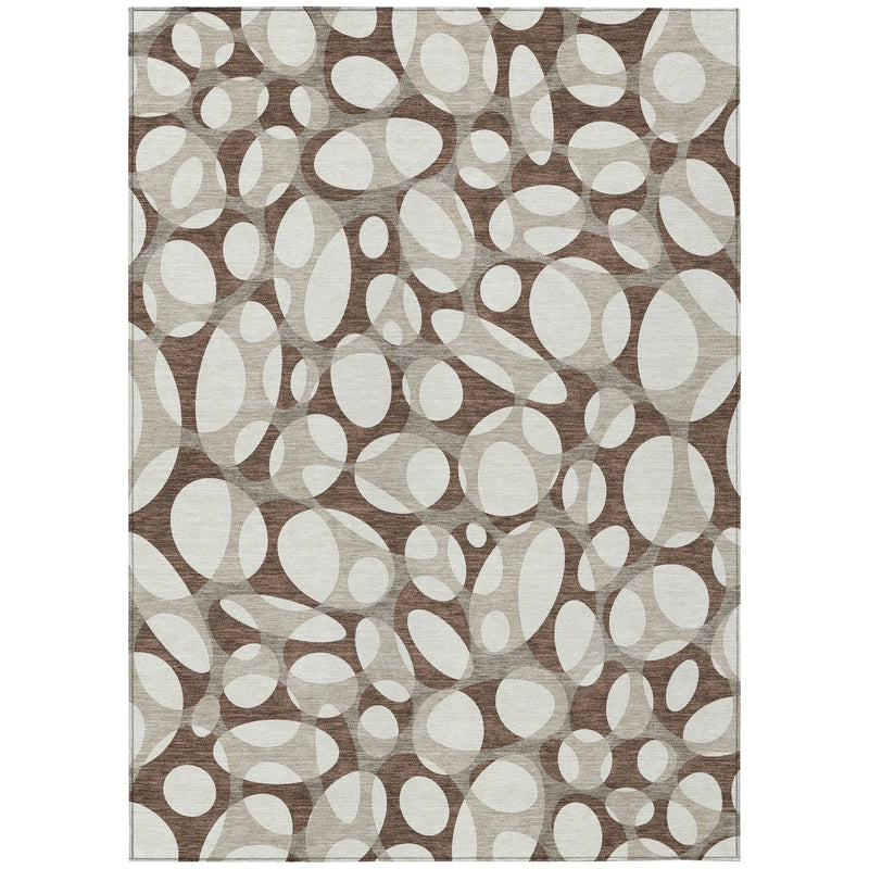 3' X 5' Chocolate And Beige Abstract Washable Indoor Outdoor Area Rug Homeroots Outdoor