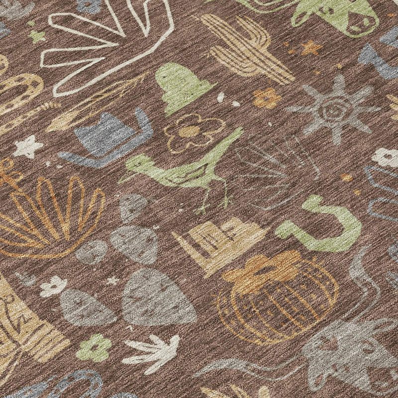 3' X 5' Chocolate And Beige Cactus Washable Indoor Outdoor Area Rug Homeroots Outdoor