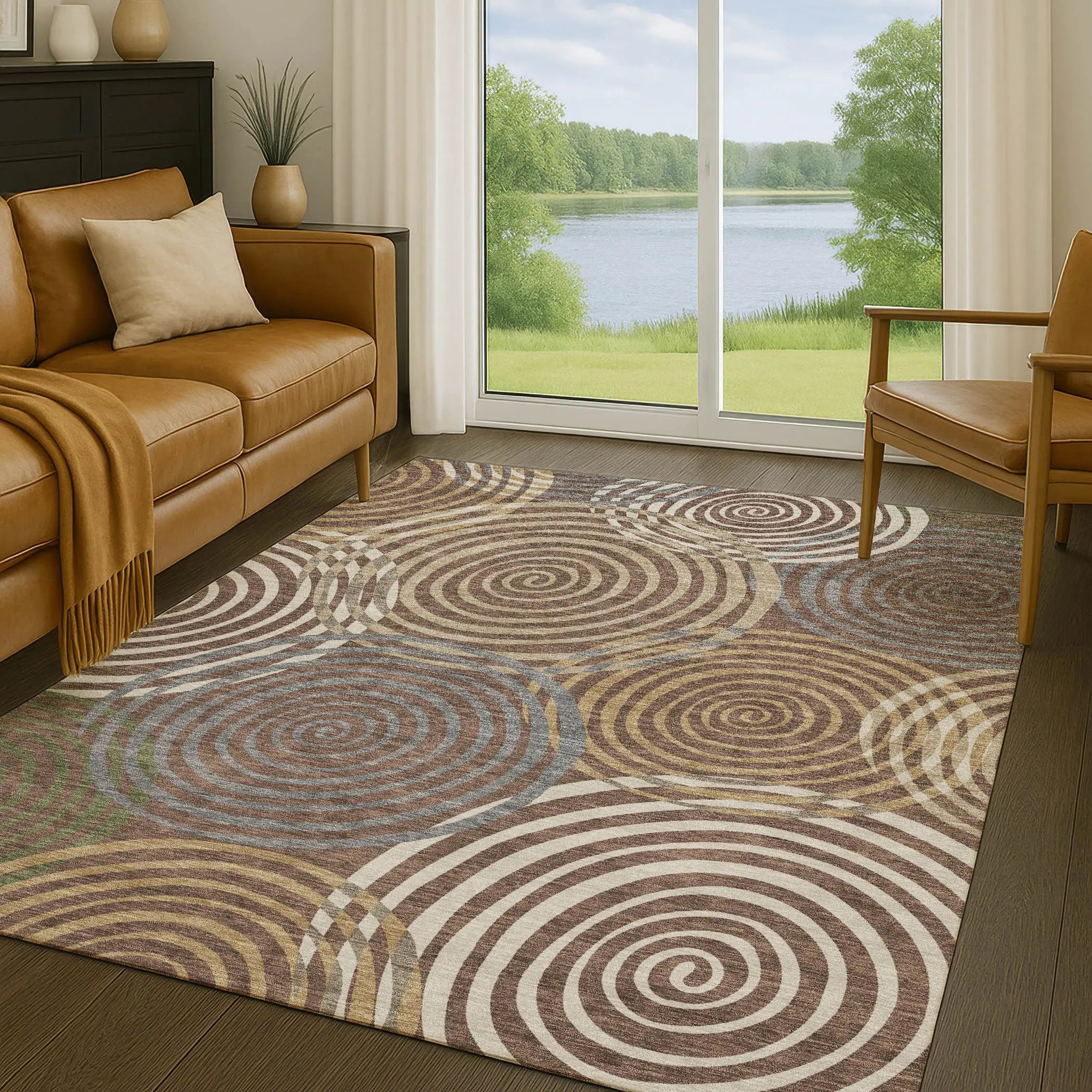 3' X 5' Chocolate And Beige Geometric Washable Indoor Outdoor Area Rug Homeroots Outdoor