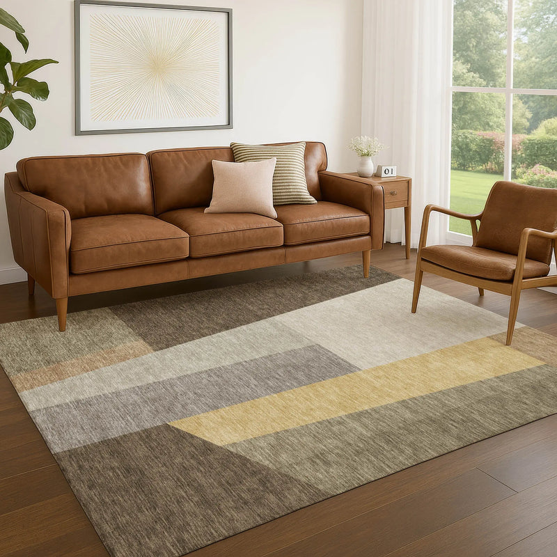 3' X 5' Chocolate And Beige Geometric Washable Indoor Outdoor Area Rug Homeroots Outdoor