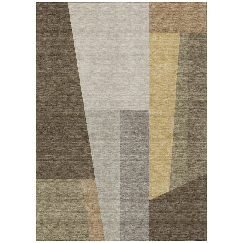 3' X 5' Chocolate And Beige Geometric Washable Indoor Outdoor Area Rug Homeroots Outdoor